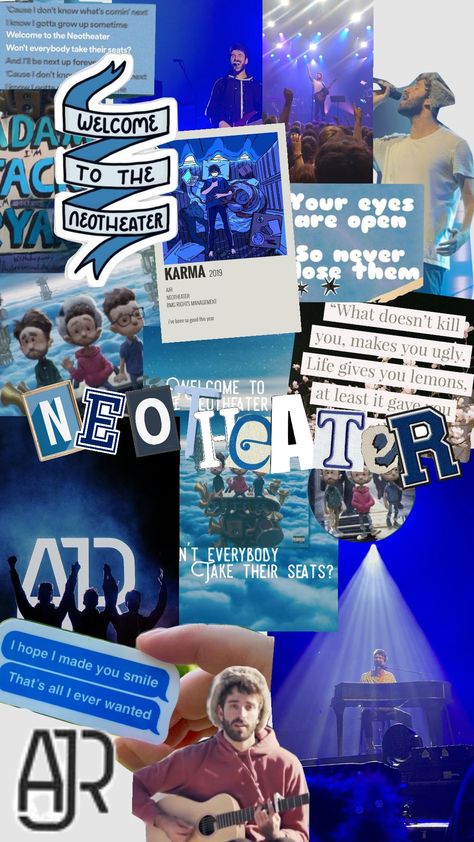 #neotheater #ajr #wallpaper Ajr Neotheater, Ajr Wallpaper, Album Wallpaper, Fan Poster, Lyric Art, Iphone Wallpapers, Cool Bands, Make You Smile, Being Ugly