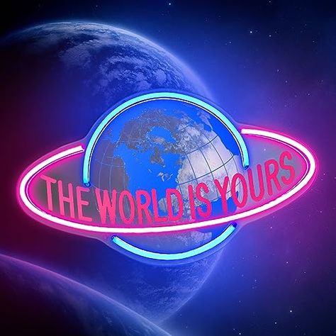 THE WORLD IS YOURS Neon Sign for Wall Decor, Cool Planet Design for Bedroom, Game Room, Girls Room, Dimmable LED Word Lights for Office, Graduation Party, Birthday Valentines Day Gifts 15.7"x9.8" by DIVATLA Cafe Burger, Lights For Office, Ideas Cuarto, Bedroom Game Room, Wall Signage, Bedroom Game, Planet Design, Room Girls, Art Outfit