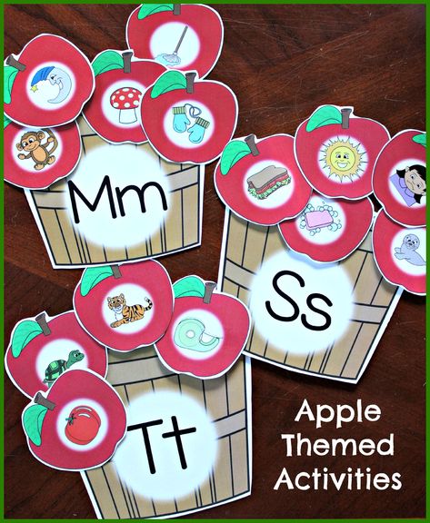 Apple Theme Activities, Sounds Activities, Apple Kindergarten, Letter Learning, Apple Basket, Apple Preschool, Apple Unit, Johnny Appleseed, Apple Activities