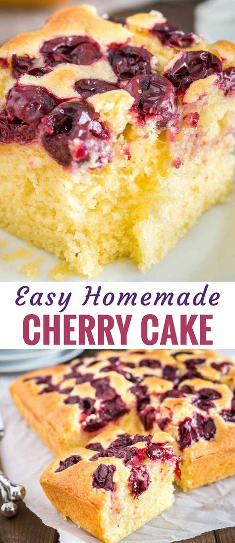 Cherry Cake Recipe From Scratch, Sour Cherry Cake Recipe, Fresh Cherry Cake Recipe, Easy Cherry Cake Recipe, Easy Cherry Cake, Moist Coffee Cake, Sour Cherry Recipes, Fresh Cherry Recipes, Cherry And Almond Cake