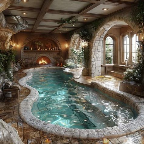 Tiny Indoor Pool, Indoor Pool Ideas Dream Homes, Small Indoor Pool In Houses, Indoor Pools In Houses, Indoor Pool Ideas Affordable, Inside Pool House Ideas, Indoor Pool Aesthetic, House With Indoor Pool, Indoor Pool Ideas