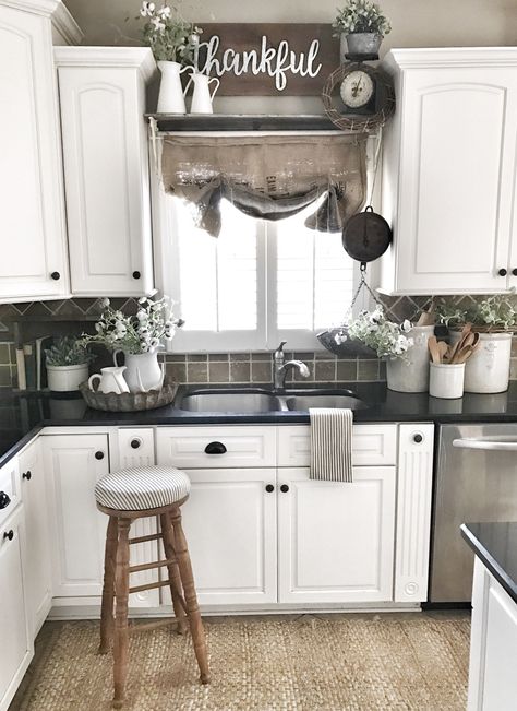 My Kitchen Makeover- Adding Farmhouse To Your Kitchen | Bless This Nest Farmhouse Kitchen Sink Decor, Kitchen Sink Decor Ideas, Dapur Rustic, Kitchen Sink Decor, Kitchen Sink Window, Budget Living, Kabinet Dapur, Farmhouse Kitchen Design, Farmhouse Sink Kitchen