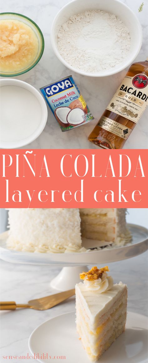 Eating your cocktails is now a thing! A soft, moist coconut cake is layered with a pineapple-rum filling and covered in creamy vanilla buttercream. #pinacolada #pinacoladacake #coconutcake #vanillabuttercream #pineapplecoconut #dessert via @ediblesense Moist Coconut Cake, Family Dessert Recipes, Pina Colada Cake, Cake With Buttercream Frosting, Italian Cakes, Cake With Buttercream, Dried Pineapple, Special Occasion Food, Pineapple Rum