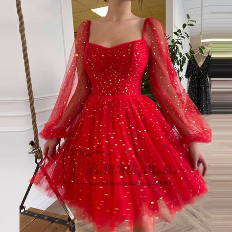 Hoco Dresses Modest, Red Hoco Dress, Homecoming Dresses Knee Length, Modest Homecoming Dresses, Chic Prom Dresses, Custom Made Prom Dress, Hoco Dresses Long Sleeve, Mini Homecoming Dresses, Cheap Homecoming Dresses