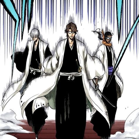 Bleach Azin, Aizen Manga Panel Colored, Aizen Gin And Tosen, Naruto Trio Matching Pfp, Aizen Sosuke Manga Color, Aizen And Gin, Aizen Sosuke Manga, Aizen Manga, Gin Bleach