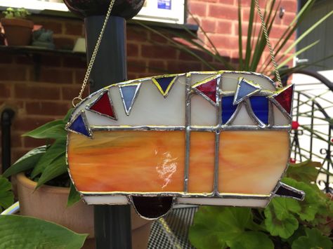 Vintage Style Caravan Stained Glass Suncatcher, Wall Art Home Decor by MrBrinkleysStudio on Etsy Stained Glass Mosaic Art, Lead Light, Caravan Camping, Stained Glass Gifts, Stained Glass Patterns Free, Glass Suncatchers, Glass Creations, Glass Mosaic Art, Stained Glass Decor