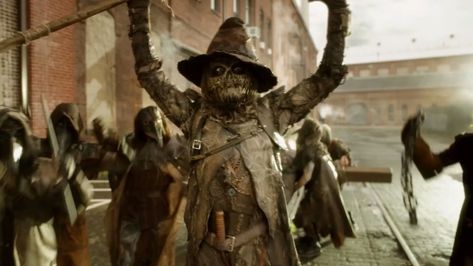 The Scarecrow is taking advantage of the No Man’s Land in Gotham.  The latest trailer for the final season of Gotham indicates it is following the events that happened 45 days after the bridges were blown. The last trailer indicated it was day 22, so we would imagine this trend is going to continue. We know that the season picks up eight months after the season 4 finale, so this is a cool way to let us know what happened.  One of the most intersting shots in this trailer shows us a map of Gotham Gotham Scarecrow, Scarecrow Gotham, Christopher Nolan Films, Scarecrow Cosplay, Dr Jonathan Crane, Scarecrow Batman, Batman Characters, Gotham Characters, Nolan Film