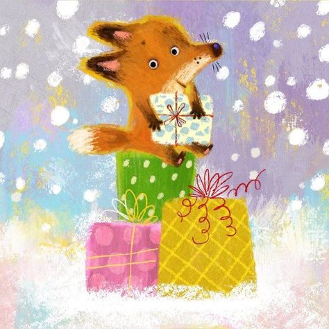 Fox Illustration, Picture Books Illustration, Animal Graphic, Fox Art, Christmas Cartoons, Coloring Book Art, Christmas Paintings, Cute Animal Drawings, Illustration Artists