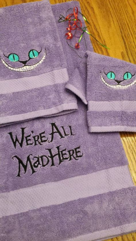 Alice In Wonderland Bedroom, Disney Bathroom, Casa Disney, Alice In Wonderland Room, Cat Towel, Purple Towels, Unique Furniture Design, We're All Mad Here, Disney Rooms