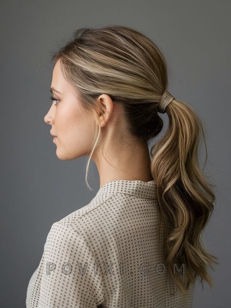 Simple Ponytail Hairstyles, Faux Hawk Ponytail, Knotted Ponytail, High Curly Ponytail, Ponytail Drawing, Classic Ponytail, Knot Ponytail, French Braid Ponytail, Pony Hairstyles