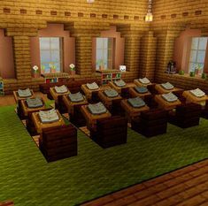 Rooms To Build In Minecraft, Cafe Minecraft Inside, Minecraft School Ideas Classroom, Minecraft Boarding School, Minecraft School Building Ideas, Minecraft School Interior, Minecraft Highschool, Minecraft School Building, Minecraft School Ideas