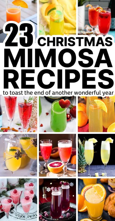 Mimosa Recipe Champagne, Winter Mimosa, Christmas Brunch Drinks, Christmas Mimosas, Mimosa Recipes, Family Reunion Food, Mimosa Drink, Cranberry Mimosa, Mimosa Cocktail