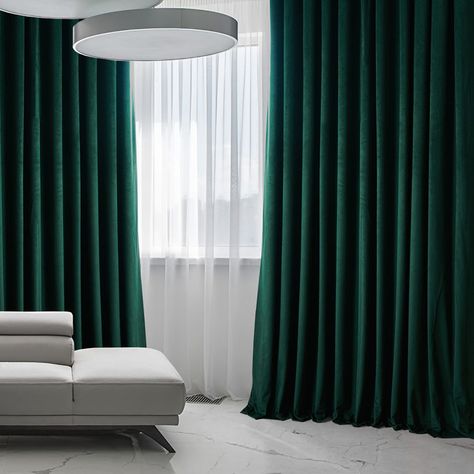 Greyleigh™ Niemeyer Extra Wide Plush Velvet Curtains for Bedroom - Blackout Curtains for Living Room Window Single Panel | Wayfair Blackout Curtains Bedroom, Velvet Room, Half Price Drapes, Dining Room Curtains, Curtains For Bedroom, Green Curtains, Darkening Curtains, Window Room, Living Room Windows