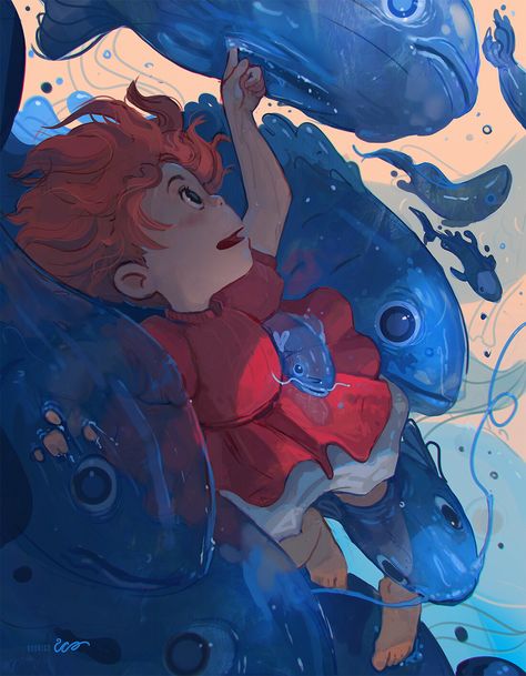 ArtStation - Ponyo, Rodrigo Alexandrino ICO Digital Art Character, Studio Ghibli Fanart, Personajes Studio Ghibli, Art Character Design, Ghibli Artwork, Wacom Cintiq, Studio Ghibli Movies, Studio Ghibli Art, Ghibli Art