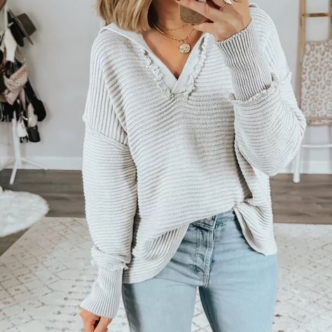 New Amazon Women's V Neck Oversized Sweater Xl In Gray Free People Dupe Amazon Sweaters, Cute Sweaters For Fall, Mom Sweater, Christian Fashion, Comfy Fashion, Outfit Goals, Casual Fall Outfits, Oversized Sweater, Autumn Fashion Women