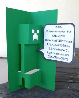 FREE DIY 3D Popup Minecraft Creeper SVG Template for Cards or Invitations Diy Minecraft Invitations, Minecraft Cards, Online Birthday Card Maker, Minecraft Party Invitations, Minecraft Birthday Card, Minecraft Invitations, Minecraft Birthday Invitations, Birthday Cards To Print, Invitation Card Party