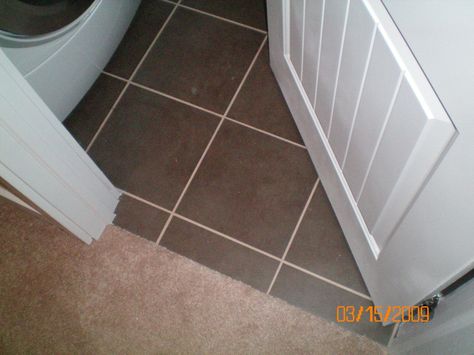 Related image Tile To Carpet Transition Doorway, Bathroom Threshold Transition, Carpet Tile Transition, Tile To Carpet Transition, Carpet To Tile Transition, Floor Transitions, Tile Transition, Tile Carpet, Carpet Tile