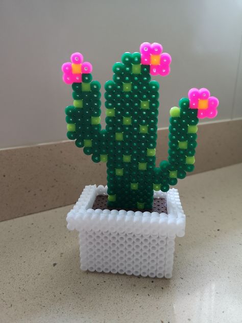 Imán cactus hama beads Patrones Hama Beads Ideas, 3d Hama Beads Patterns, Perler Beads Ideas 3d, Hama Beads 3d, Hama Art, Hamma Beads Ideas, Melty Bead Patterns, Pearl Beads Pattern, Easy Perler Beads Ideas