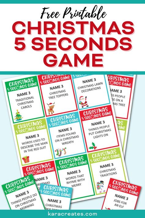 Christmas Chaos Game, 5 Second Game Christmas, Christmas Outburst Game, Christmas Fill In The Blank Game, Family Christmas Party Ideas Activities, Christmas Work Party Ideas Activities, Christmas Finish The Lyrics Game Free, Christmas Free Printable Games, Name Three Things Game