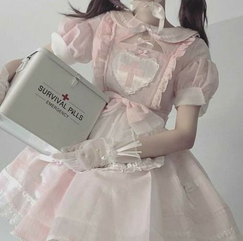 Nursecore Outfit, Pink Nurse Outfit, Nurse Core, Menhera Aesthetic, Hospitalcore Aesthetic, Menhera Fashion, Yumi Kawaii, Cutecore Aesthetic, Aesthetic Nurse