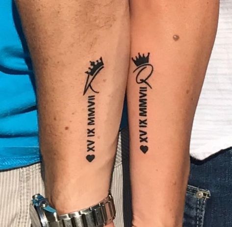 250+ Birth Date Tattoos Ideas (2020) Roman Numeral Designs With Beautiful Fonts Tattoos For Wife And Husband, Date Couple Tattoos, Couple Tattoo Ideas Husband Wife, Matching Tattoos Ideas For Couples, Couples Date Tattoos, Wedding Matching Tattoos, Men Tattoo For Wife, Tattoo Ideas For Husband And Wife, Wife Husband Tattoo