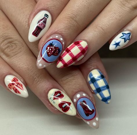 50s Nails, Circus Nails, Pretty Hands, Minimalist Nails, Nail Inspo, Circus, Acrylic Nails, Nail Art, Nails