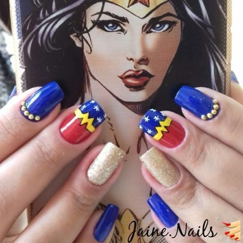 Wonder Woman Nails, Superhero Nails, Marvel Nails, Glamorous Nails, Crazy Nails, Disney Nails, Nails For Kids, Popular Nails, Nail Designs Spring