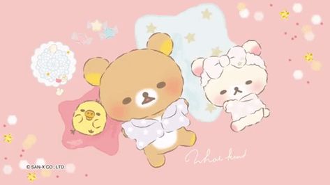 ~kawaii~♡ @chiichannn Rilakkuma Sleeping, Senior Year Fun, Rilakkuma Wallpaper, Kawaii Background, Cute Desktop Wallpaper, Hello Kitty Pictures, Old Cartoons, Kawaii Wallpaper, Rilakkuma