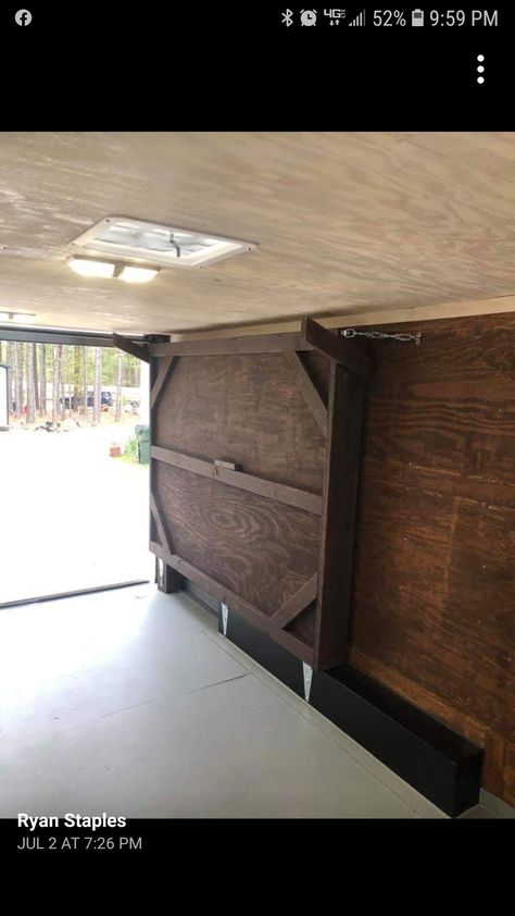 Turning An Enclosed Trailer Into A Camper, Enclosed Utility Trailer Ideas, Inclosed Trailer Diy, Cargo Trailer Conversion Bed Ideas, Camper Van Cupboards, Enclosed Trailer Bed Ideas, Diy Enclosed Trailer Camper, Enclosed Trailer Camper Conversion Toy Hauler, Cargo Trailer Camper Conversion Diy