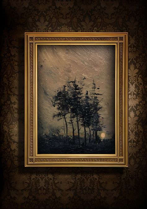 Dark Academia Wall Art, Academia Wall Art, Dark Academia Wall, Flip Ideas, Tree Paintings, Furniture Flip, Serene Landscape, Victorian Decor, Dark Academia Aesthetic