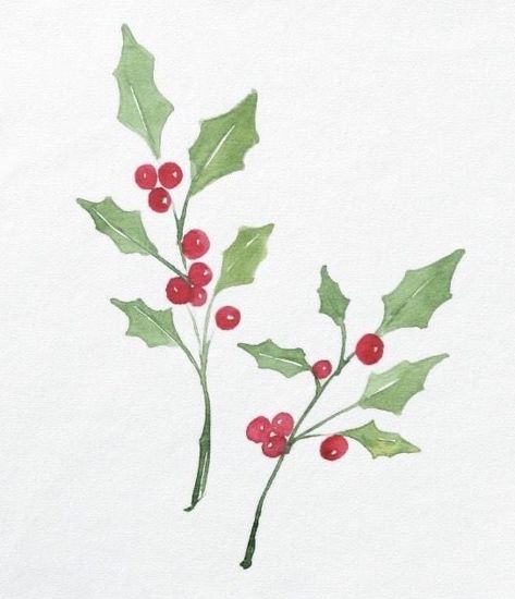 Christmas Holly Tattoo, Pointsetta Flower Drawing, Holly Tatoos, Christmas Plants Drawing, Miseltoe Drawings, Simple Christmas Tattoo, Christmas Mistletoe Drawing, Winter Flowers Drawing, How To Draw Holly