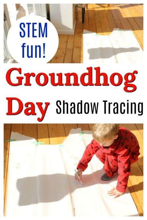 This STEM activity for preschoolers is perfect for Groundhog day! It's awesome science fun for kids. #groundhogday #groundhogdaycrafts #groundhogcraft #preschoolactivities #preschoolcrafts #preschool #stem #stemactivities Preschool Groundhog Day, Shadow Tracing, Groundhog Activities, Preschool Groundhog, February Preschool, February Lessons, Groundhog Day Activities, Groundhogs Day, Activity For Preschoolers