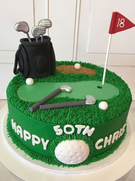 This man's bday is drawing near and also need to get him a cake. So what can one does? Very well, here you will have agood picture of a birthday bash cake for anyone. It's simple to get hold of just one at a organization called "cake for guys" Golf Themed Cakes, Golf Birthday Cakes, Golf Birthday Gifts, Golf Cake, 70th Birthday Cake, Dad Birthday Cakes, 50th Cake, Sport Cakes, 60th Birthday Cakes