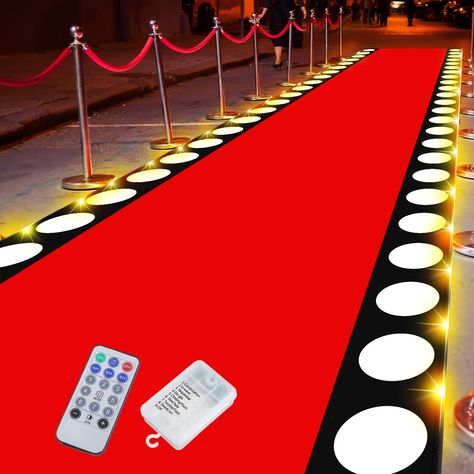 PRICES MAY VARY. Create a Difference: this product includes 1 piece of red carpet runner with LED light, designed artistically to make its users feel special; On walking down this shiny carpet runner, your guests are bound to be completely charmed by your event LED Lights Feature: our red carpet is innovatively designed with water resistant LED lights; You need to prepare 3 AA batteries by yourselves, which has to be arranged separately; With a remote control, our LED light arrangements offer 8 Espn Party Theme, Red Carpet Ideas Decor, Red Carpet Homecoming Theme, Hollywood Decorations Party, Red Carpet Graduation Theme, Red Carpet Party Ideas Decoration, Old Hollywood Theme Party, Red Carpet Party Decorations, Diy Red Carpet