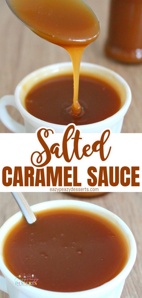 If you're looking for a quick and easy recipe to make some delicious salted caramel sauce, I have the perfect recipe for you! My caramel sauce is so simple to make, anyone can do it! It only takes a handful of ingredients and about 20 minutes of your time. Plus, this homemade version tastes better than anything you could buy at the store! via @eazypeazydesserts Salted Caramel Sauce Recipe, Diy Caramel, Salted Caramel Recipes, Appetizer Sandwiches, Yummy Desserts Easy, Caramel Desserts, Salted Caramel Sauce, Caramel Cookies, Creative Desserts