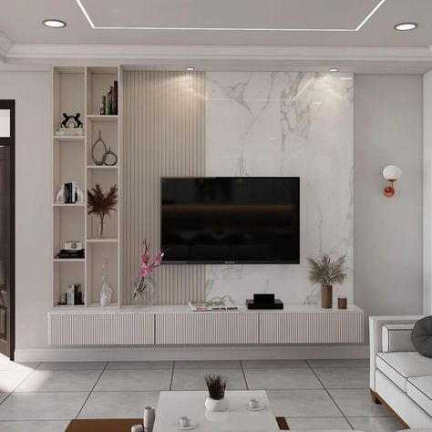 Simple Furniture Design Living Room, 2bhk House Interior Design, Tv Unit Simple Design, Tv Area Decor, Simple Room Decor Ideas, Minimalist House Decor, Simple Tv Unit Design, Minimalist Home Decor Ideas, Perspective Room