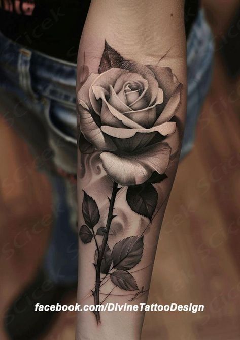 Get photorealistic Roses in charcoal grayscale compositions optimized for tattoo in physical book + PDF Optimal Rose compositions design reference books In fantastic low prices. Forearm Rose Tattoo Women, Rose Tattoos Arm, Black And White Realism Tattoos, Rose Tattoo Design For Men, Rose With Thorns Tattoo, Roses Reference, White Flower Tattoo, Half Sleeve Tattoo Upper Arm, Tatoo Rose