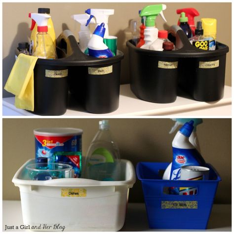 Organized Cleaning Caddies - make a caddy for each area, label it, and include a supply list for the caddy. Maybe even include a list of things needing to be cleaned for each room so others (spouses, kids, etc) can help. House Cleaning Supplies, Cleaning Supplies Caddy, Putz Hacks, Cleaning Supplies List, Cleaning Caddy, Homemade Toilet Cleaner, Cleaning Supplies Organization, Clean Homes, Cleaning Painted Walls