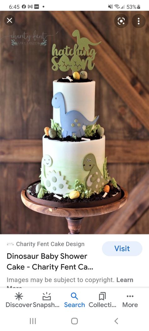 Dinosaur Baby Shower Cake, Baby Boy Shower Cake, Boy Shower Cake, Surprise Baby Shower, Baby Milo, Baby Shower Cakes For Boys, Dinosaur Cake, Dinosaur Baby Shower, Pretty Birthday Cakes