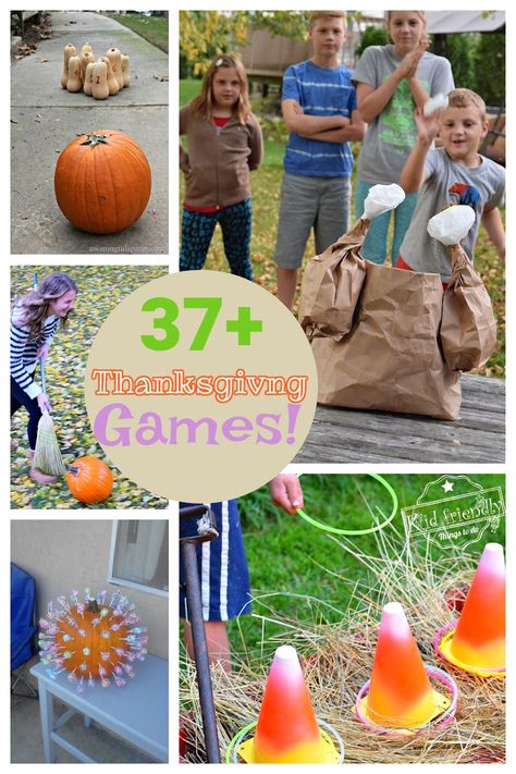 Awesome Thanksgiving Day Game Ideas are the perfect fall games to play for kids, teens, and adults. From Minute to Win It games, fall carnival games, indoor games, and backyard games. They are so much fun and really easy to set up. Enjoy and appreciate some fun time together on Thanksgiving Day. Christmas Church Games, Fall Carnival Games, Thanksgiving Family Games, Fun Thanksgiving Games, Family Games To Play, Thanksgiving Games For Kids, Thanksgiving School, Games To Play With Kids, Play For Kids