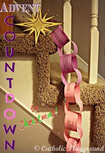 Have you started your countdown to Christmas yet??  Use this cute and super easy paper chain Advent calendar to keep track!  Click on the image above to find a free printable template at the Catholic Playground. Advent Chain For Kids, Christian Christmas Countdown, Christmas Paper Chain Countdown, Catholic Advent Calendar, Advent Paper Chain, Advent Paper Chain Printable, Advent Wreath Craft For Kids, Catholic Advent Activities For Kids Free Printable, Catholic Advent