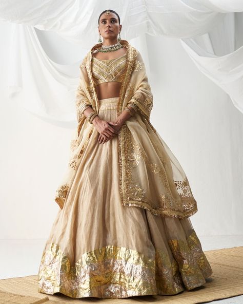 Gota Patti Lehenga, Dot Embroidery, Bridal Suits, Gold Lehenga, Black Kurta, Rajputi Dress, Anamika Khanna, Diana Penty, Traditional Indian Outfits