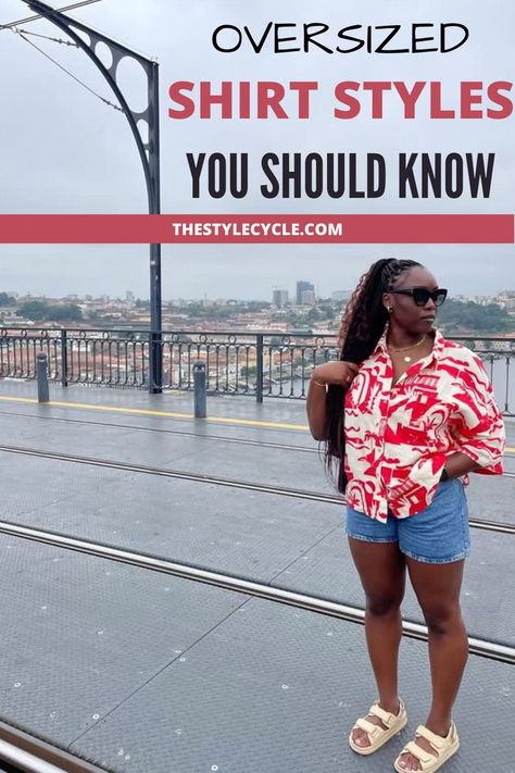 Woman wearing short denim shorts and a red and white patterned short-sleeved oversized shirt. She is wearing oversized sunglasses and cream sandals. Sustainable Fashion Photography, Sustainable Fashion Quotes, Sustainable Fashion Upcycling, Clothes Illustration, Ethical Clothing Brands, Outfit Quotes, Oversized Shirts, Women's Outfits By Occasions, Eco Friendly Clothing