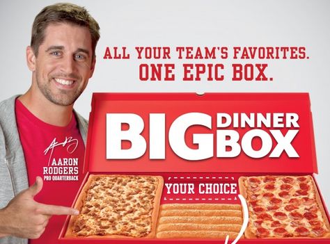 Bandwagon is a type of propaganda where the ad appeals to the peoples desire to do what their friend's are doing. This ad is an example of Bandwagon. Aaron Rodgers is seen promoting Pizza Hut's new big dinner box. By doing this he influences other people to also have the big dinner box from Pizza Hut. Bandwagon Advertisement, Bandwagon Examples, Bandwagon Propaganda Examples, Bandwagon Propaganda, Restaurant Magazine, Kick Off Football, Big Dinner, Pizza Dinner, Dinner Box