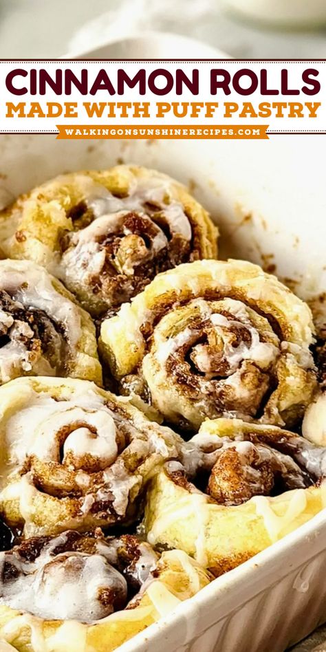 Celebrate the weekend with these Quick Cinnamon Rolls made with Puff Pastry. They're light, flaky, and packed with irresistible sweetness! Cinnamon Puff Pastry Recipes, Cinnamon Rolls Puff Pastry, Puff Pastry Cinnamon, Best Cinnamon Roll Recipe, Yeast Dough Recipe, Easy Puff Pastry Recipe, Quick Cinnamon Rolls, Cream Cheese Puff Pastry, Puff Dessert