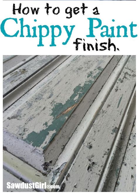 How to get a chippy paint finish. Black Chippy Painted Furniture, Antique Painting Techniques, Chippy Paint Technique, Distress Wood, Chippy Painted Furniture, Sawdust Girl, Weathered Paint, Crackle Painting, Furniture Painting Techniques