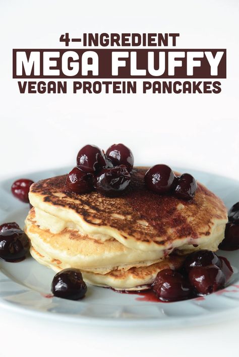 4-Ingredient Mega Fluffy Vegan Protein Pancakes - Ready in minutes and ready to fuel your day! #veganpancakes Vegan Protein Pancakes, Keto Vegan, Protein Powder Recipes, Tofu Scramble, Vegan Pancakes, Vegan Keto, Protein Pancakes, 4 Ingredient, Vegan Protein