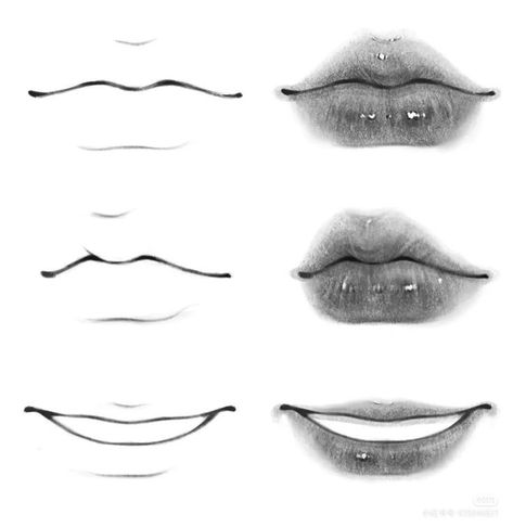 Lips Sketch, Lip Drawing, 얼굴 드로잉, Pencil Sketch Images, Cool Pencil Drawings, Drawing Black, Lips Drawing, Art Tools Drawing, Black Lips