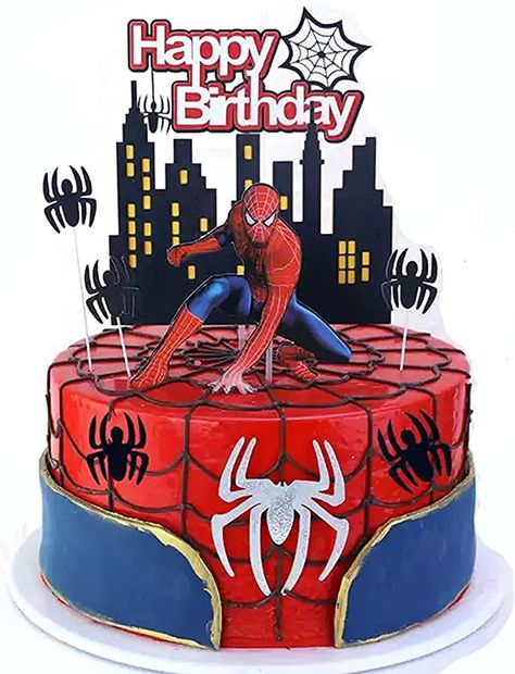 Spiderman Cake Toppers for Kids Birthday Cake Decorations : Amazon.ca: Toys & Games Happy Birthday Spiderman, Superhero Cake Toppers, Superhero Party Decorations, Spiderman Cake Topper, Spiderman Birthday Cake, Superhero Birthday Cake, Anime Cake, Spiderman Theme, Movie Themed Party