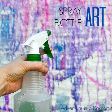 This summer, try this fun outdoor activity with kids - making spray bottle art in your backyard! Paint With Spray Bottle, Water Spray Painting, Osh Activities, Spray Bottle Art, Spray Bottle Painting, Paint Crafts For Kids, Bottle Design Ideas, Spray Bottle Design, Spray Paint Ideas